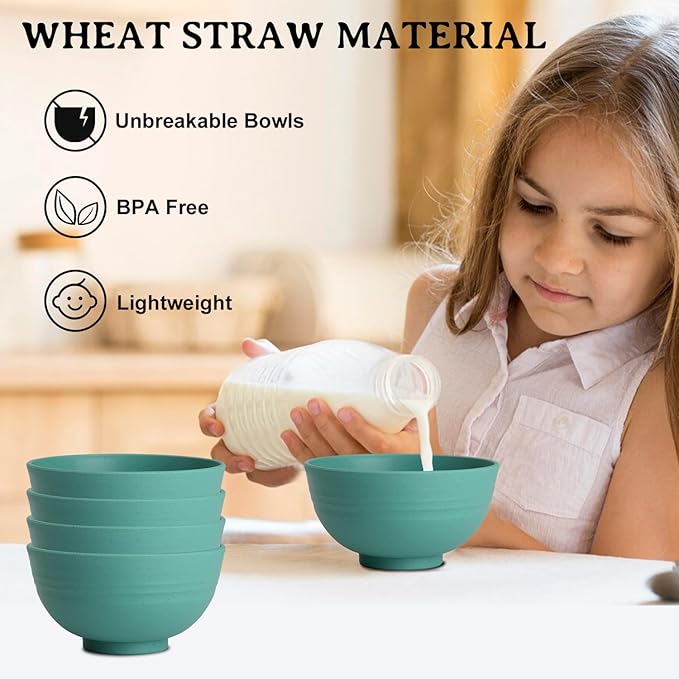 Wheat Straw Bowls Set of 8, Microwave and Dishwasher Safe, Unbreakable and - Image 7