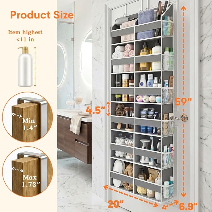2 Pack Over The Door Organizer 6 Tiers, Extra Large Behind Door Storage of 12 - Image 4