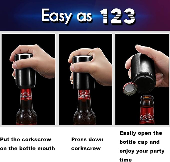 YUDANSI Push Down Bottle Opener 2 pack, Automatic Beer Bottle Openers, - Image 3