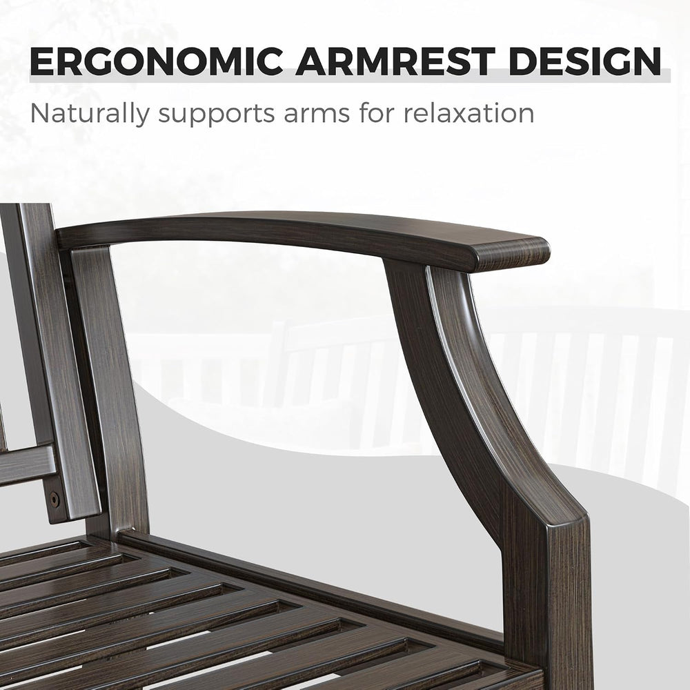 Grand patio 52" Farmhouse Outdoor Bench, Garden Benches with Anti-Rust A...