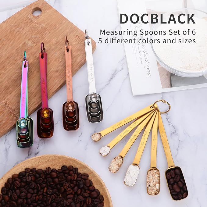 DOCBLACK 6PCS Measuring Spoons Set, Premium Heavy Duty Stainless Steel Metal - Image 3