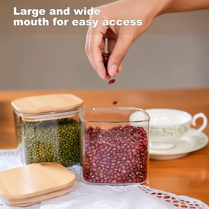 Glass Food Storage Jars 27oz Set of 6, Glass Storage Containers Clear Glass - Image 4