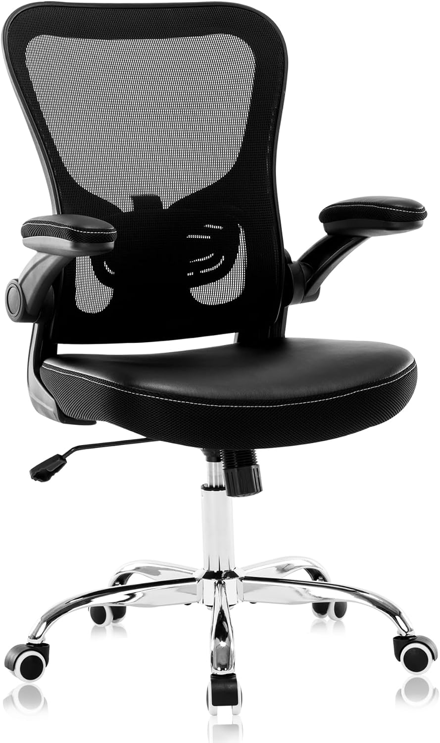 Office Chair, Mesh Ergonomic Desk Computer Chair with PU Leather Flip-up Armr...