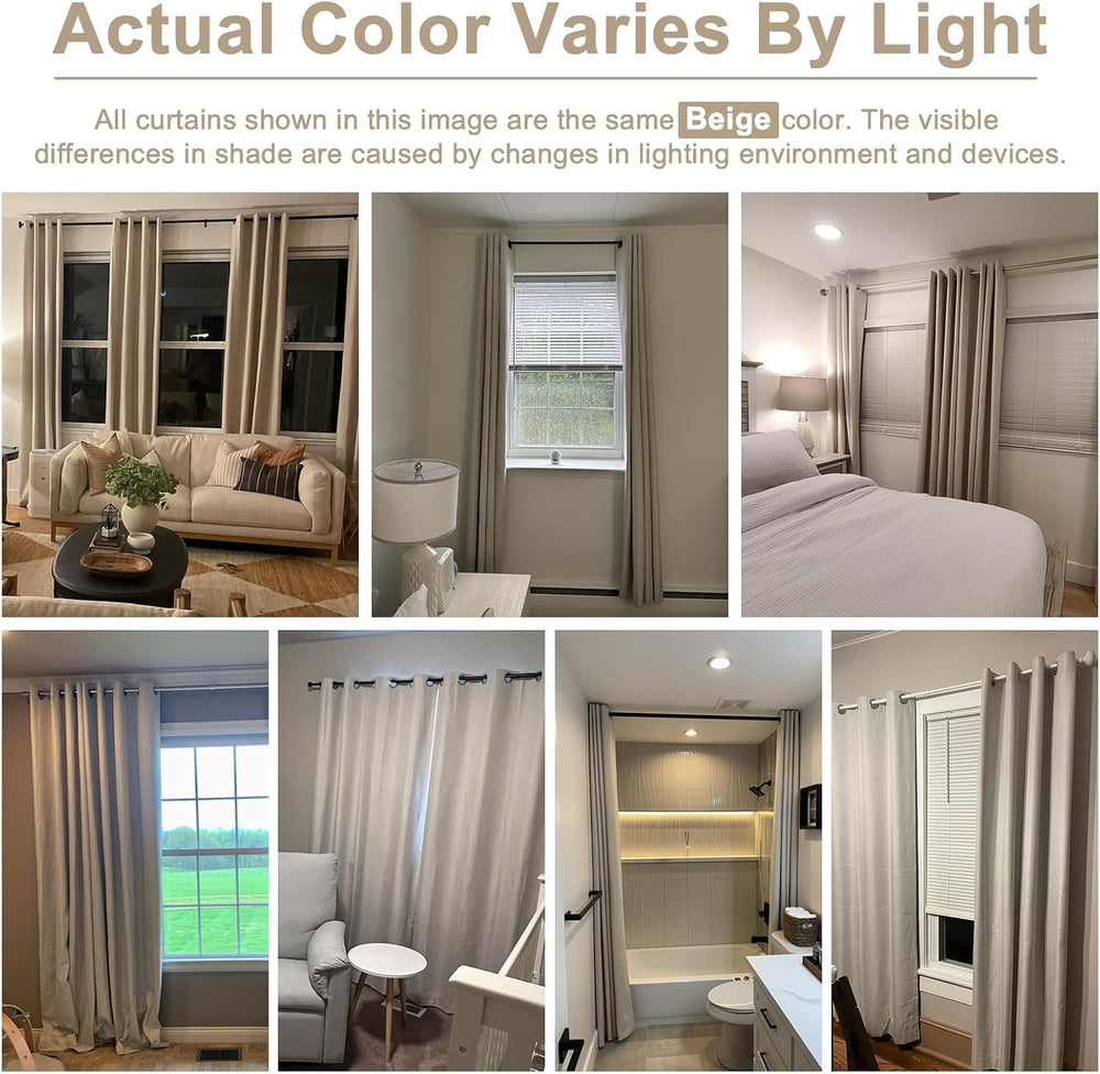 100% Blackout Sliding Door Curtains 84 Inch Long, Extra Wide Linen Curtains