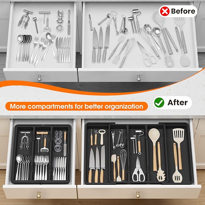 Silverware Organizer, Expandable Utensil Drawer Organizer - Image 4