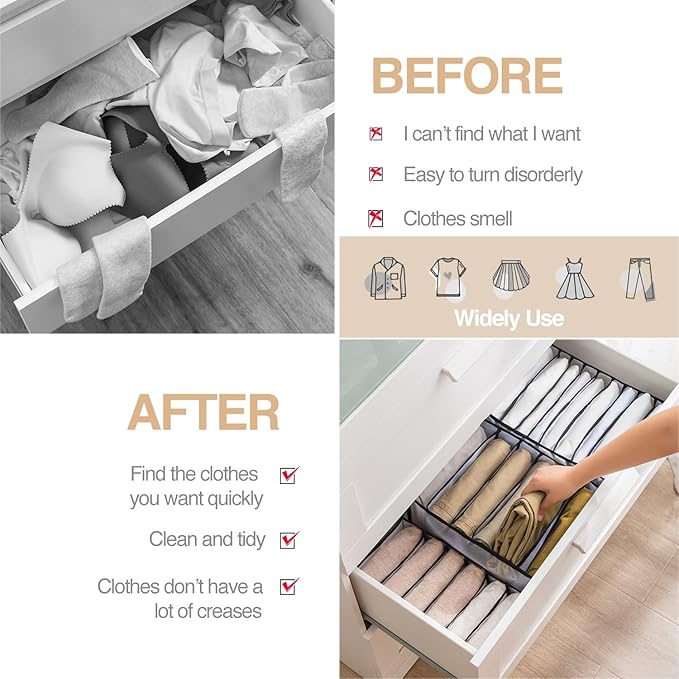 Wardrobe Clothes Organizer 7 Grids Portable Closet Organizer Mesh Separation - Image 5