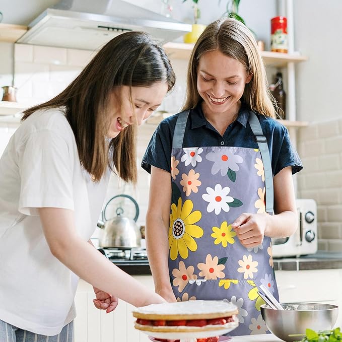 Apron for Women with Pockets, Adjustable Waterproof Floral Chef Aprons for - Image 6