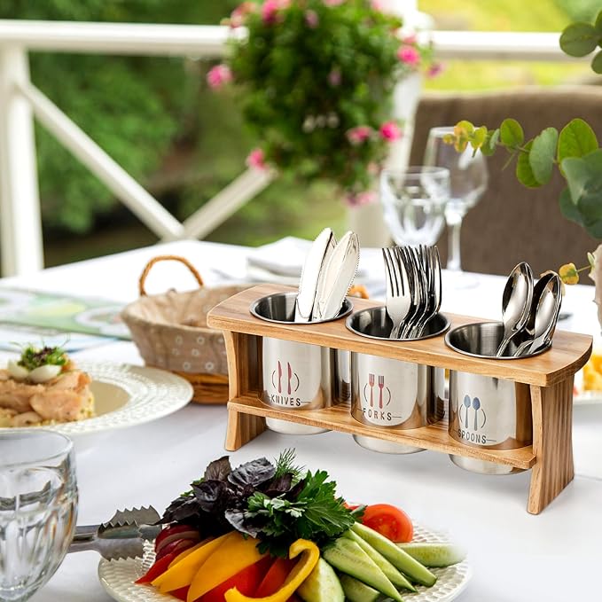 Lyellfe Silverware Holder for Countertop, Stainless Steel Cutlery Utensil - Image 5