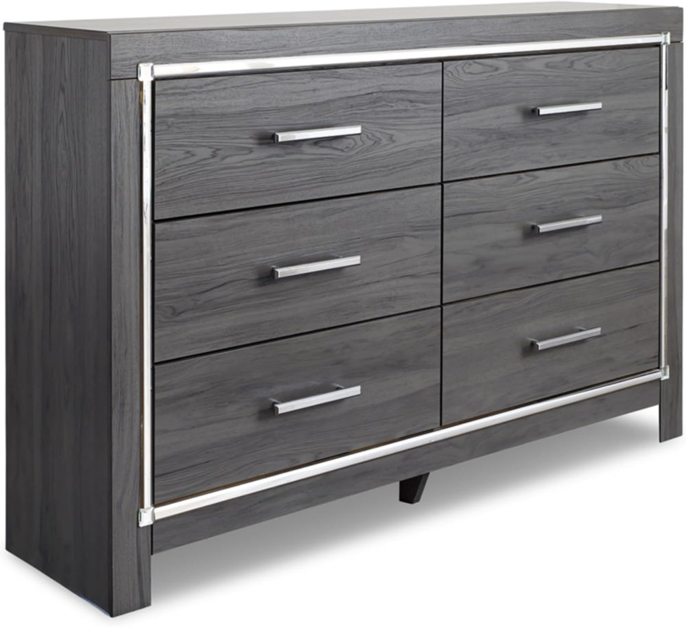 Signature Design by Ashley 6 Drawer Double Dresser with Mirror, Gray