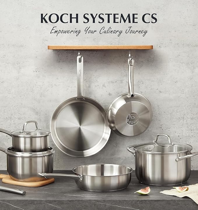 KOCH SYSTEME CS Stainless Steel Pots and Pans Set, 10 Piece Stainless Steel