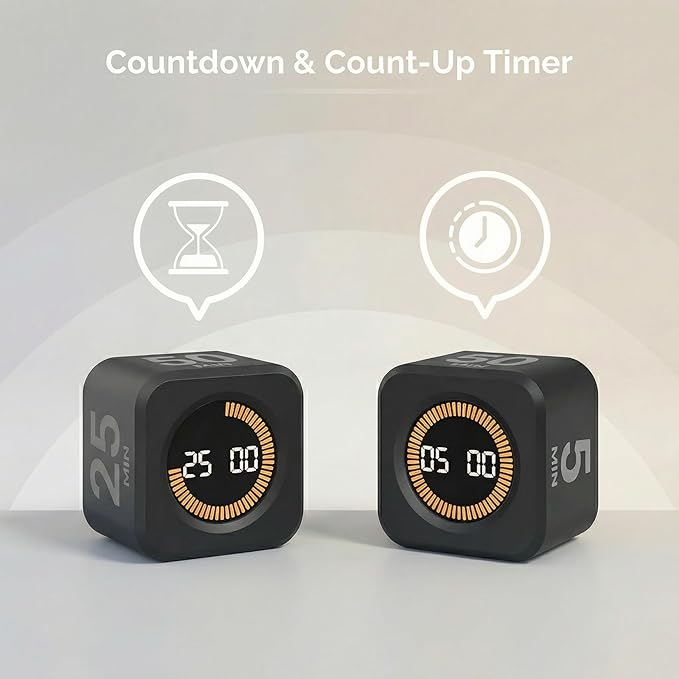 2 Pack - KADAMS Pomodoro Cube Timer Productivity Visual Timer - 5/10/25/50 Min - Image 4