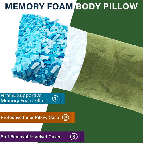 1 middle one body pillow, memory foam body shown in use