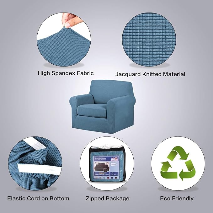 H.VERSAILTEX High Stretch Chair Cover Chair Slipcover 2 Piece Couch Shield - Image 4