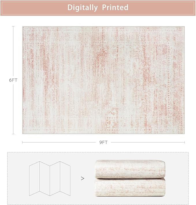 Washable Rugs 6x9 Area Rugs for Living Room, Dining Room- Ultra Soft Faux Wool - Image 2