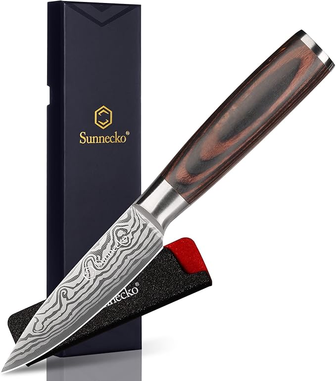 Sunnecko Small Kitchen Knife 3.5 Inch Paring Knife High Carbon Stainless Steel by Sunnecko