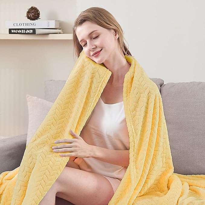 inhand Fleece Twin Blanket for Bed Champagne Gold Throw Blanket for Couch Super - Image 6