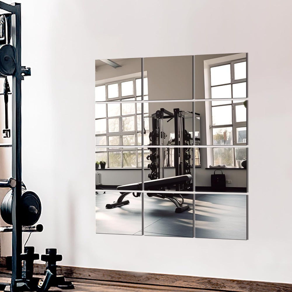 TRAHOME Home Gym Mirror Tiles for Wall, 14"x12"x12PCS Full Length M...