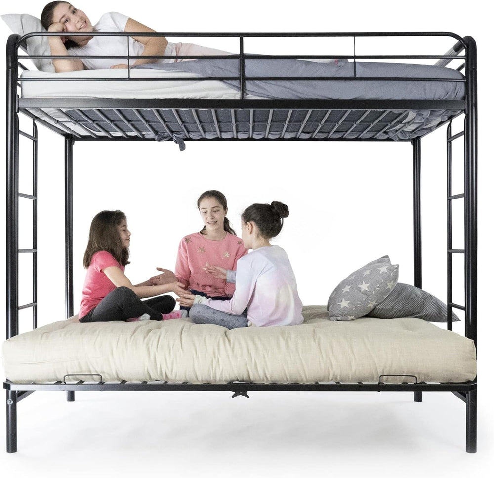 DHP Twin-Over-Futon Convertible Couch and Bed with Metal Frame, Ladder and Gu...