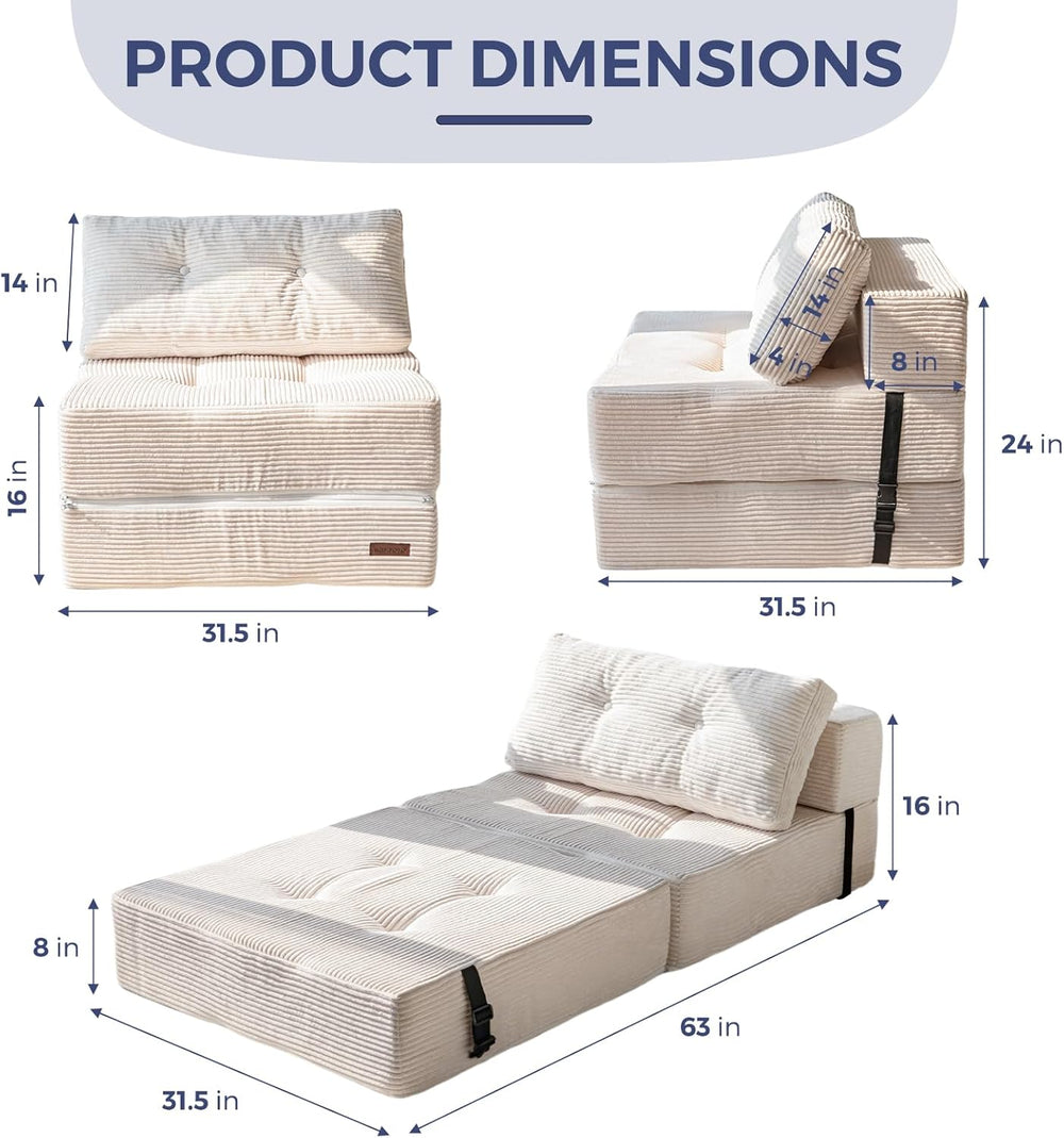 MAXYOYO Folding Sofa Bed, Convertible Chair Bed with Pillow