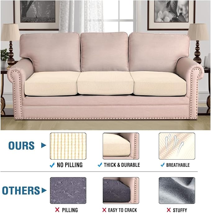 H.VERSAILTEX Super Stretch Individual Seat Cushion Covers Sofa Covers Couch - Image 2