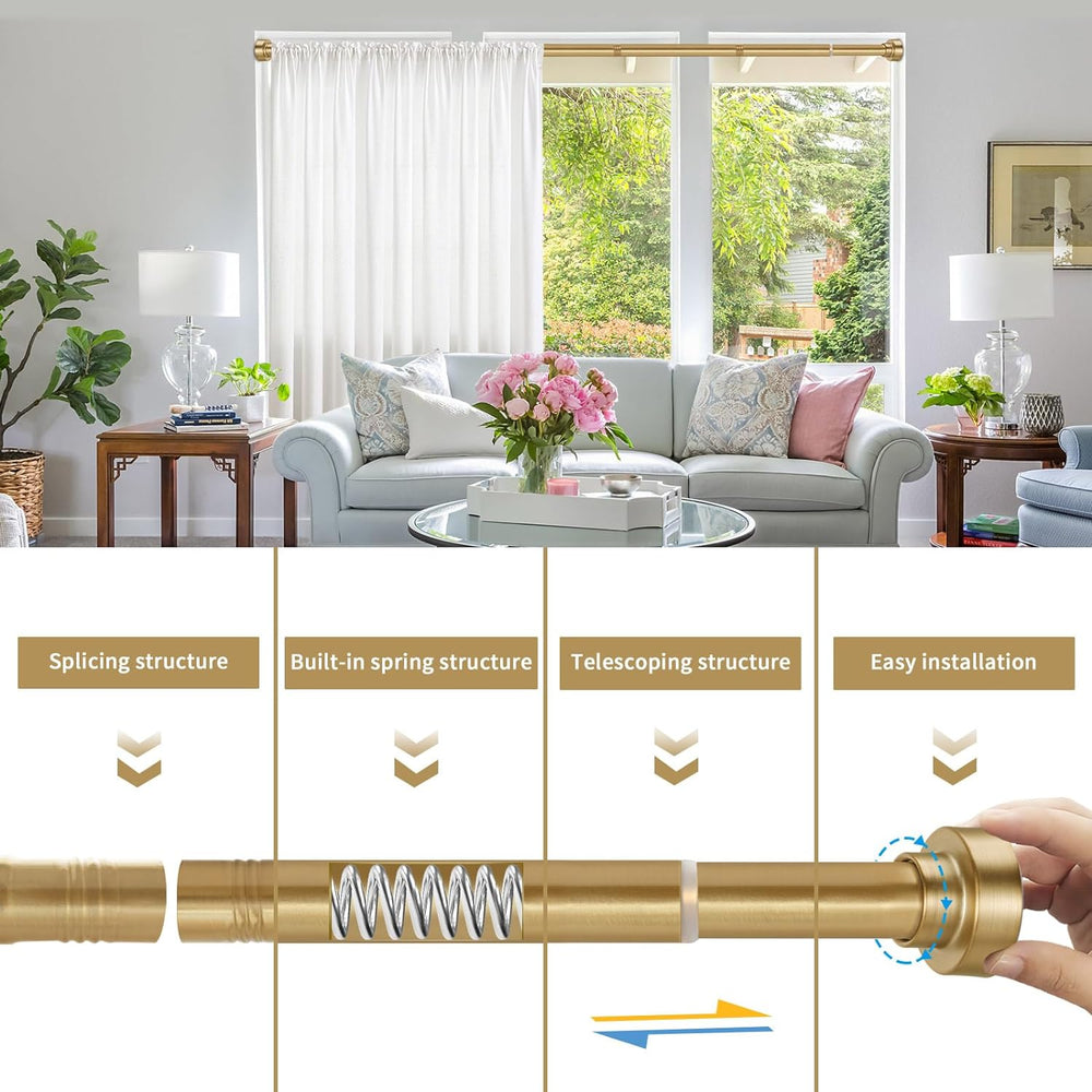 YNL Shower Curtain Rod 34-82 Inches (2.8-6.8ft) Adjustable Spring Shower Rod ...