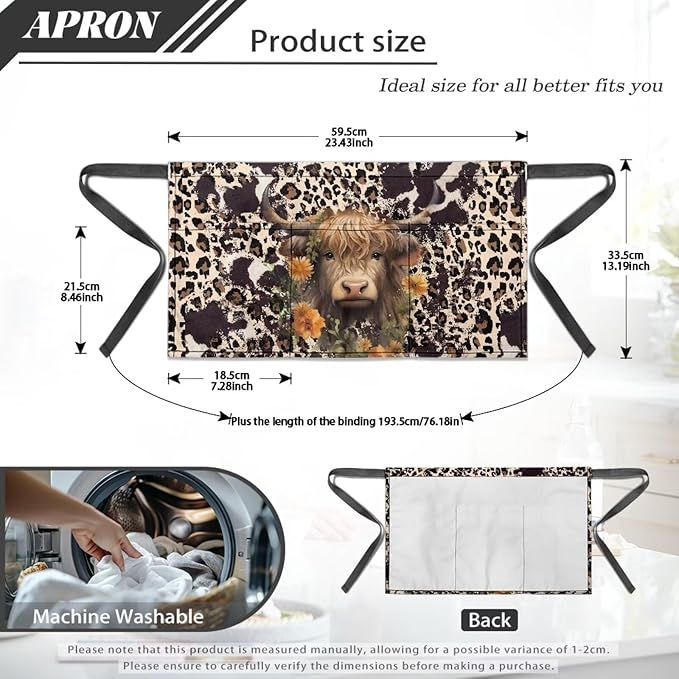 Server Apron with 3 Pockets, Waterproof Oil Waitress Waiter Half Apron - Image 7