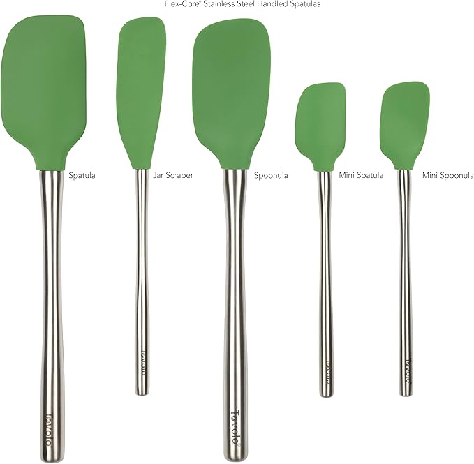 Tovolo Stainless Steel Handled Silicone Spatula Set of 5 Pesto Green, - Image 3