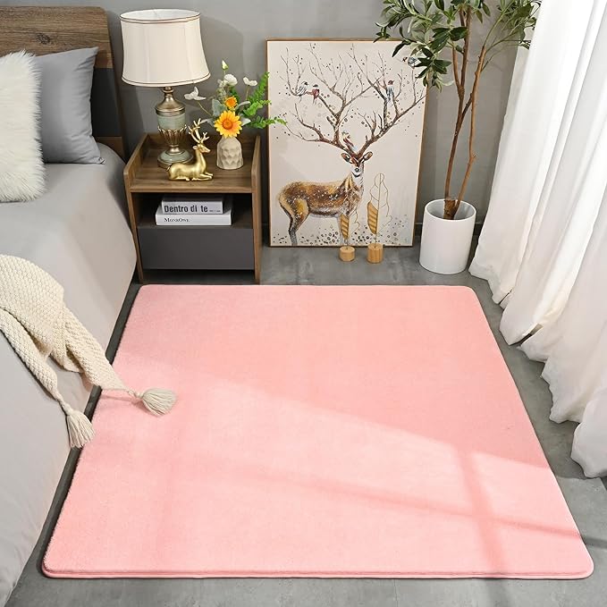 Amearea 4x4 Square Area Rugs for Bedroom Living Room, Modern Pink Thickened - Image 7