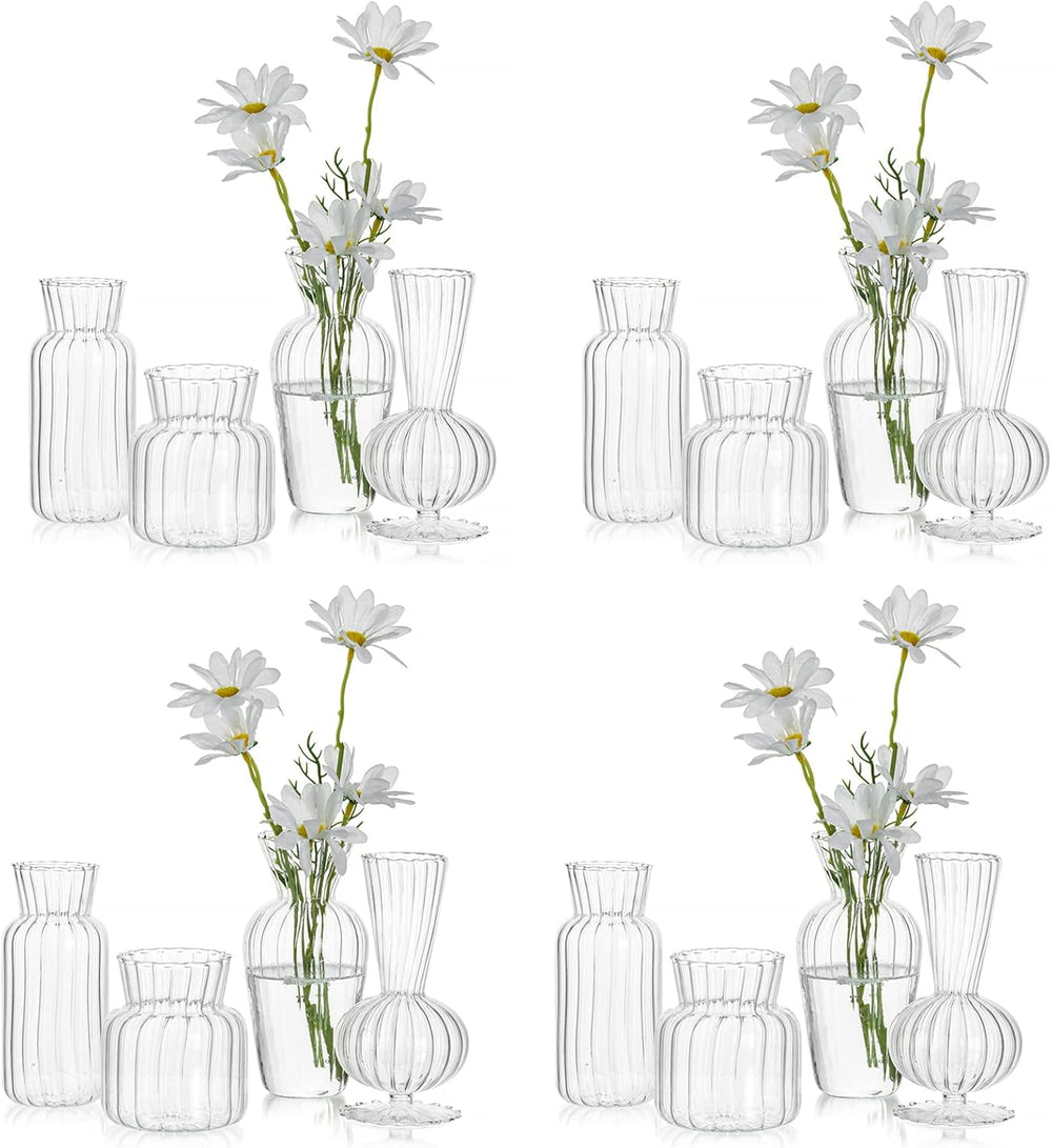 Mini Glass Vases for Centerpieces - Hewory Small Clear Bud Vase in Bulk, Cute...