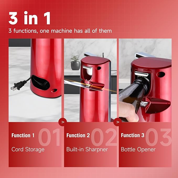 Davivy Electric Can Opener, Removable Stainless Steel Cutter and 3-in-1 Design - Image 2