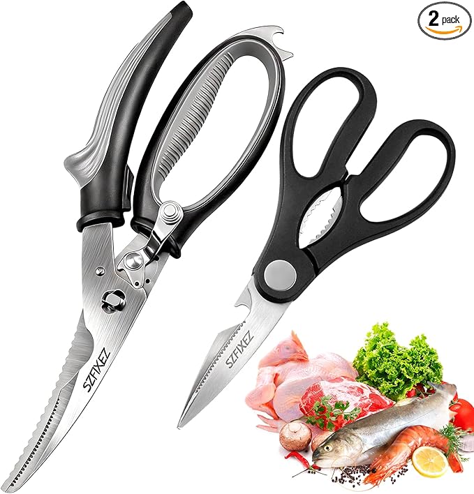 2-Piece Kitchen Scissors Set, Heavy Duty Detachable Food Grade Poultry Shears by SZFIXEZ