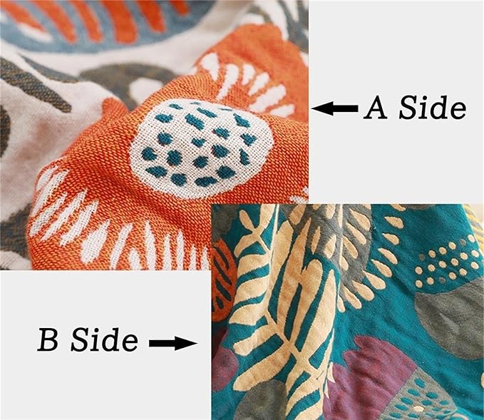 MSGKV Cotton Throw Blanket for Couch Bed 90''x98'', Floral Soft Farmhouse - Image 7