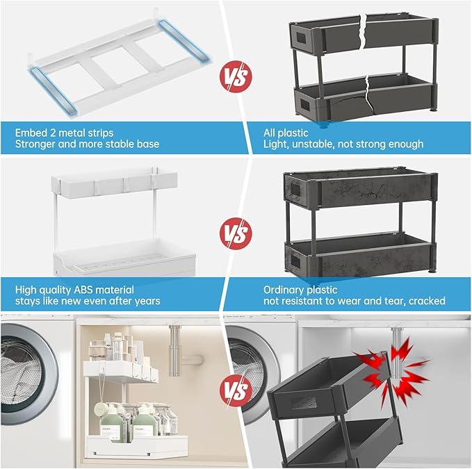 NATURE'S SOURCE 2-Tier Under Sink Organizers and Storage 2 Pack Sliding L-shape - Image 5