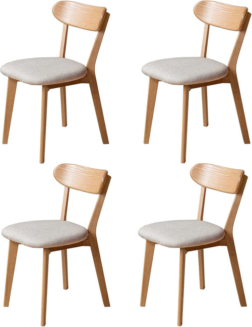 100% Solid Wood Dining Chairs,Mid Century Modern Dining Chairs with Upholstered Cushion,Kitchen,Dining Room Chairs Set of 4 (4, Original Color White Upholstery)