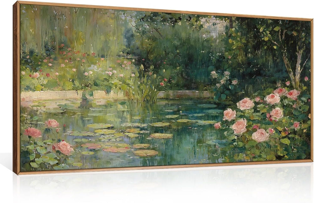 FWIEXA Monet Floral Framed Canvas Wall Art Set, Impressionist Botanical Garde...