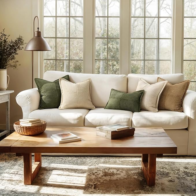 MIULEE Olive Green Corduroy Pillow Covers 16x16 Inch - Image 3