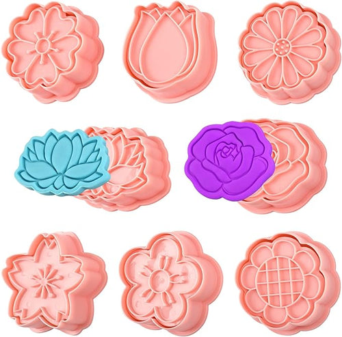 8 Pack Flower Cookie Cutters, 3D Cookie Cutter by Sakolla