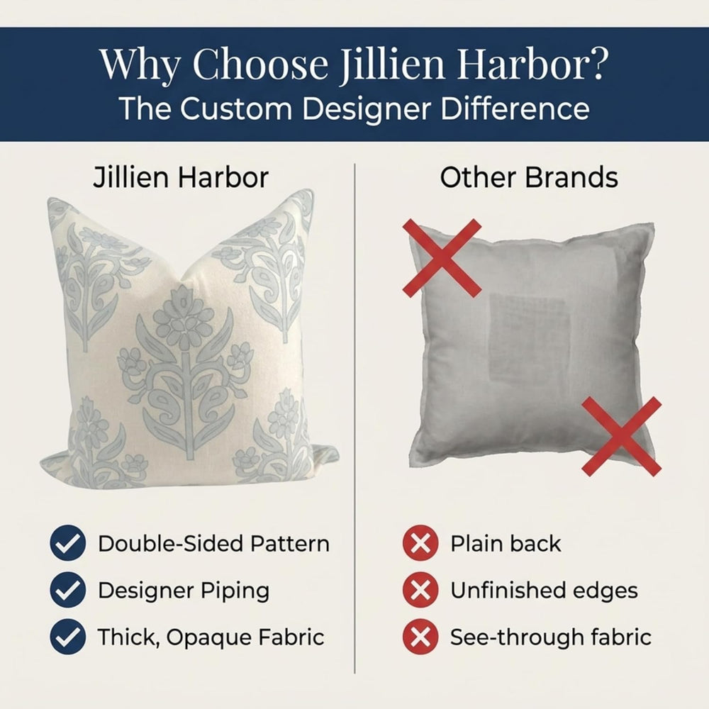 Jillien Harbor “The Naples” Floral Block Print Pillow Cover – Grey and White ...