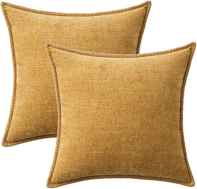 MIULEE Pack of 2 Couch Throw Pillow Covers 20x20 Inch Gold Farmhouse Decorative - Image 6