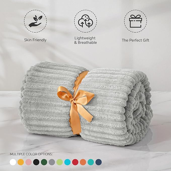 BEDELITE Fleece Throw Blanket for Couch – 3D Ribbed Jacquard Soft and Warm - Image 5