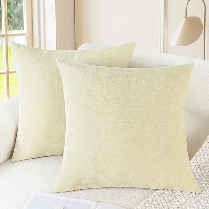 CaliTime Throw Pillow Covers Decorative 16 X 16 Inches Pack of 2 Cozy Chenille by CaliTime