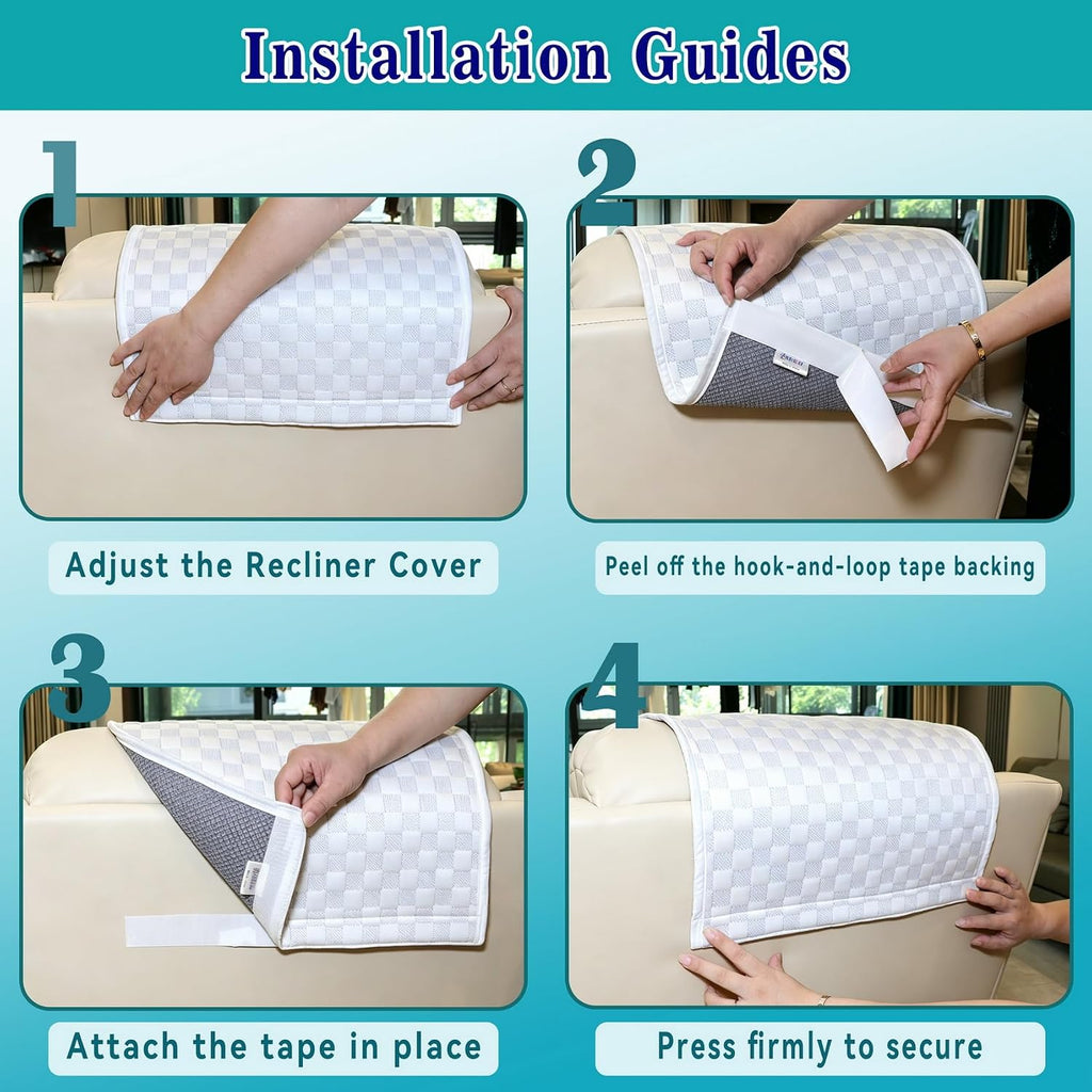 Cooling Headrest Cover for Recline Chair,Cool Breathable Headrest Protector for Hot Sleepers, Super Non-Slip Seat Cover for Sofa, Loveseat, Couch & Office Chair, Washable 17x27, Cool-Checkerboard