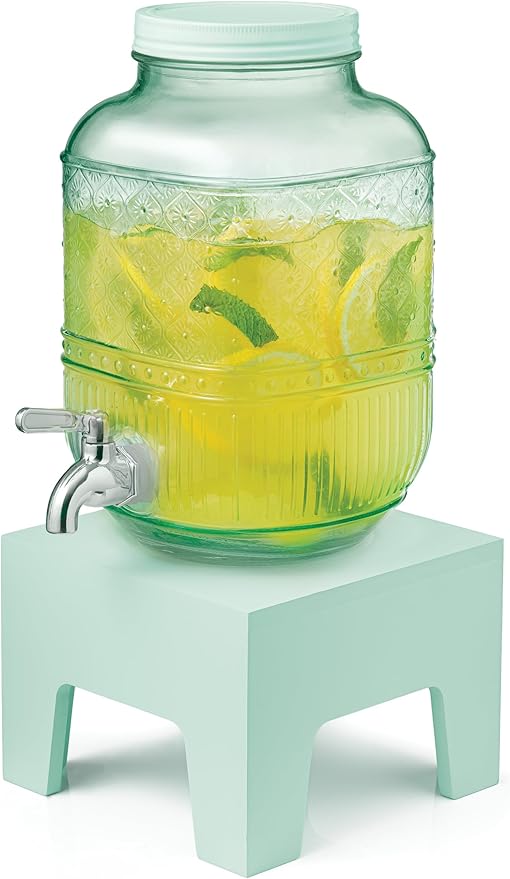 Beverage Dispenser 1 Gallon, Glass Drink Dispenser by Godinger