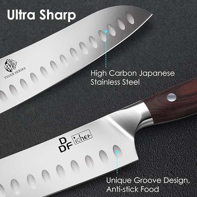 DDF iohEF Kitchen Knife 7 inch Chef Knife Professinal Santoku Knife, Japanese - Image 2