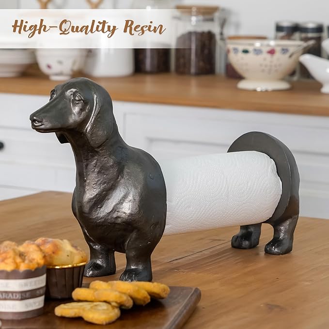 Vintage Dachshund Dog Paper Towel Holder Black Wiener Dog Tissue Towel Display