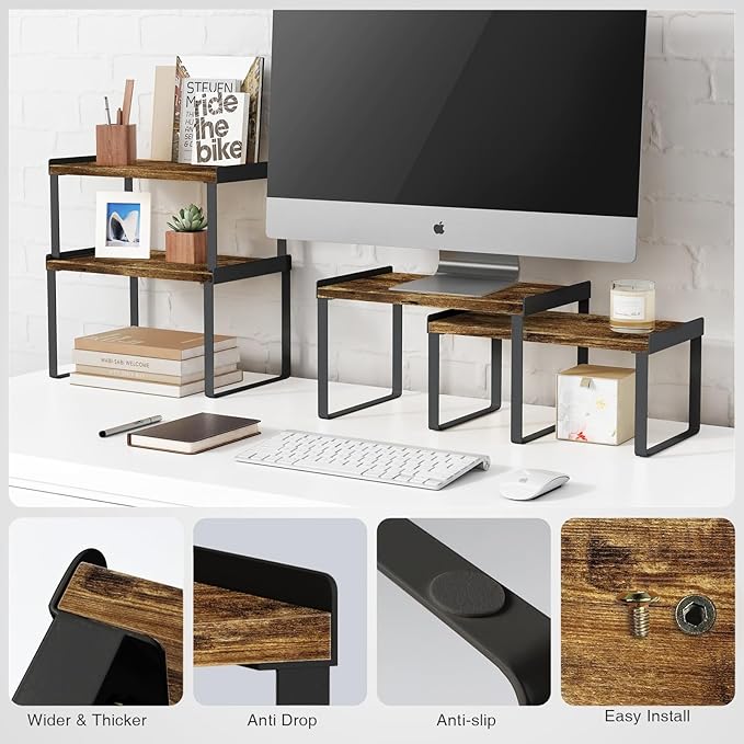 Goozii Kitchen Cabinet Organizers and Storage Shelves, Rustic Farmhouse Desk - Image 5