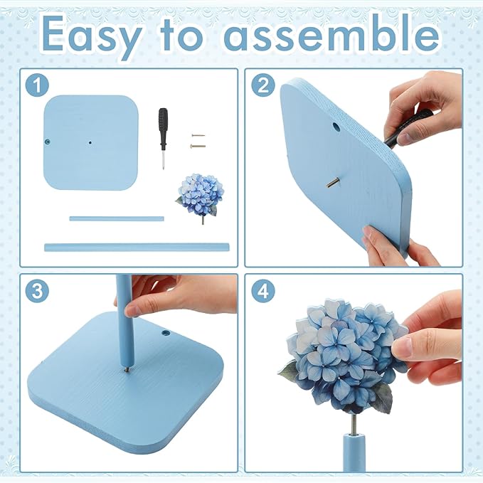 Leinuosen Blue Hydrangea Coquettish Cute Hydrangea Wooden Paper Towel Holder - Image 3