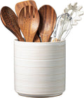 Large Utensil Holder for Kitchen Counter, 7.3” Ceramic Cooking Utensil Crocks by MIKIGEY