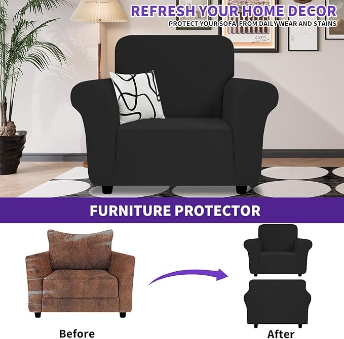 ZNSAYOTX Chair Cover with Arms, New Striped Sofa Chair Covers - Image 2