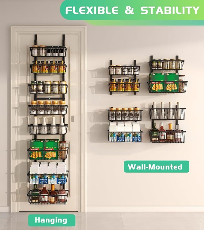 Mefirt 12 Inch Wide Narrow Over The Door Pantry Organizer, Pantry Organization - Image 4